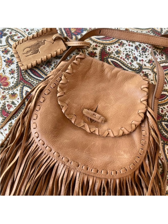 Polo Ralph Lauren Handbags - Polo by Ralph Lauren Tan 100% Leather Fringe Crossbody Bag